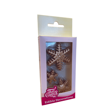 Flocos de neve bronze - 12 unidades - decoração de açúcar para bolo de Natal