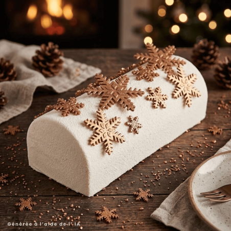Flocos de neve de bronze para bolos e troncos de Natal (12 unidades)