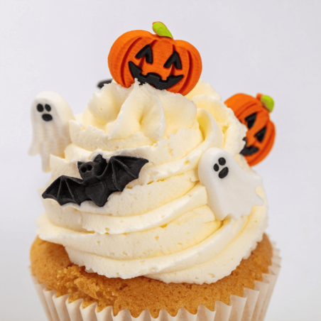 decorações de açúcar para cupcakes de Halloween pme bolo