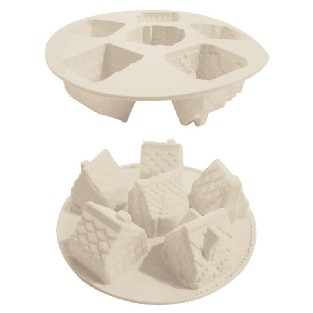 Molde de silicone 3D de chalés de Natal com 6 cavidades.