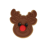 Biscoito de Natal decorado com uma cabeça de rena