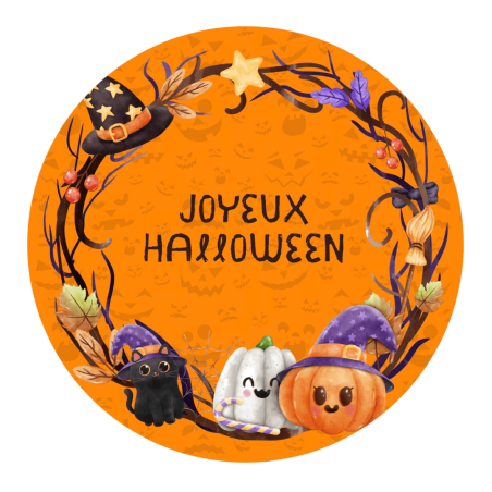 Disco de açúcar para bolo de abóbora feliz Halloween