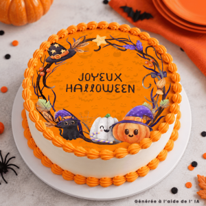 Disco de açúcar para bolo de abóbora feliz Halloween