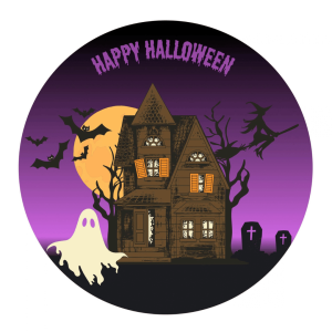 Casa assombrada com disco de açúcar de Halloween