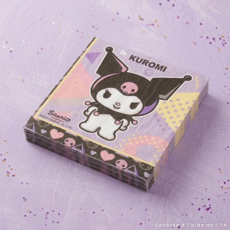 Conjunto de 20 guardanapos de papel de aniversário da Hello Kitty Kuromi