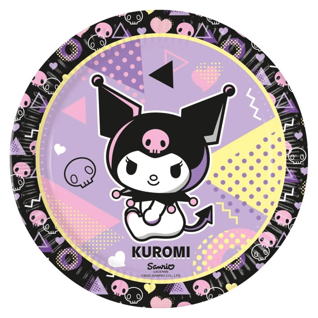 Conjunto de 8 pratos de papel para aniversário da Kuromi