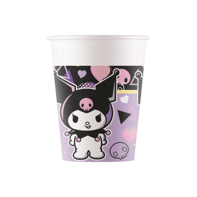 Copos de papelão para aniversário da Hello Kitty Kuromi x8