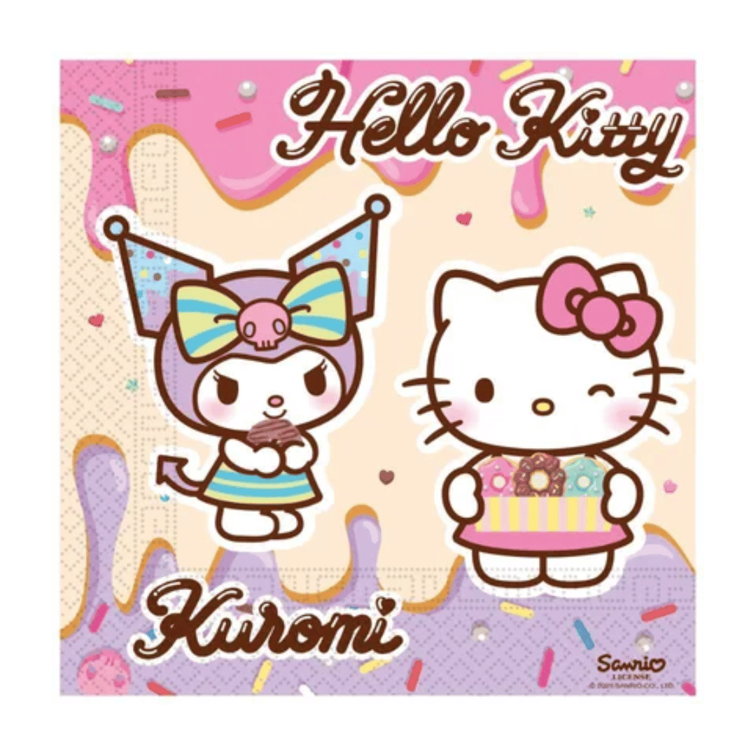 20 guardanapos de papel Hello Kitty Kuromi
