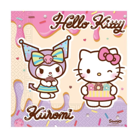 20 guardanapos de papel Hello Kitty Kuromi
