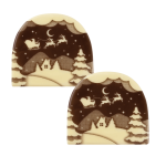 2 pontas de tronco de chocolate em formato de trenó do Papai Noel