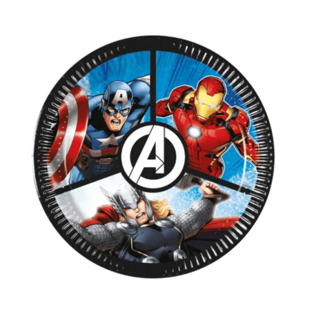 8 pratos de aniversário dos Vingadores Ø19,5 cm | Decoração de mesa