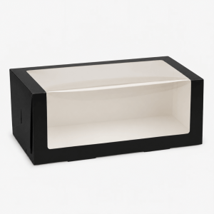 Boite à bûche noire transparente 30x11x11cm