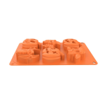 Forma de silicone para 6 bolinhos de abóbora e caveira para o Halloween