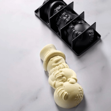 Forma para tronco de Natal com cobertura de glacê e desenho de boneco de neve - Pavoni Italia