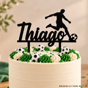 Topper de bolo jogador de futebol personalizável - cores à sua escolha