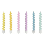 6 velas de aniversário torcidas multicoloridas