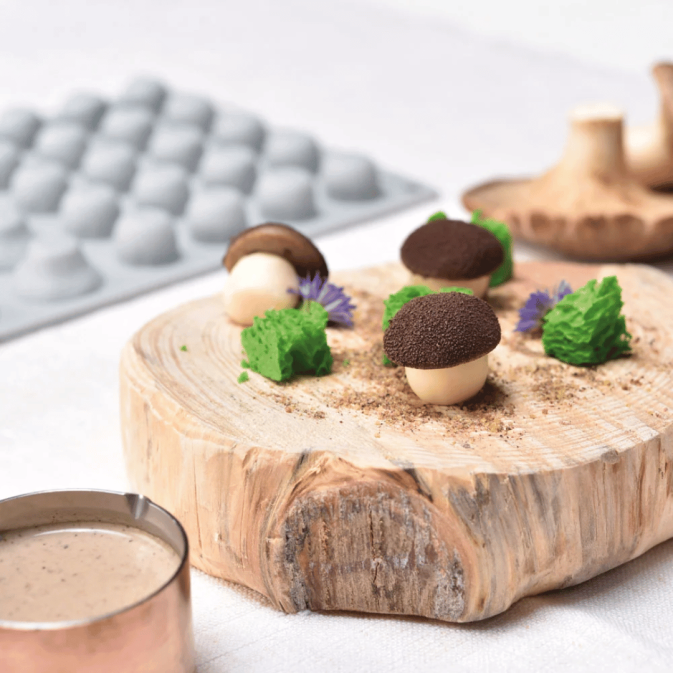 Molde de cogumelo trompe l'oeil para um bolo de outono elegante