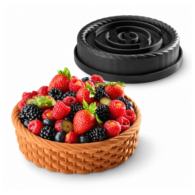 Forma de silicone em formato de cesta para entremets e bolos.