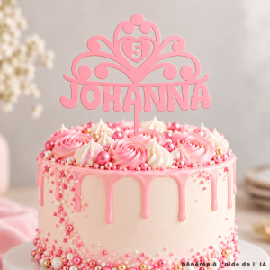 Topo de bolo coroa de princesa para personalizar