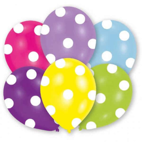6-balões-de-látex multicoloridos com bolinhas