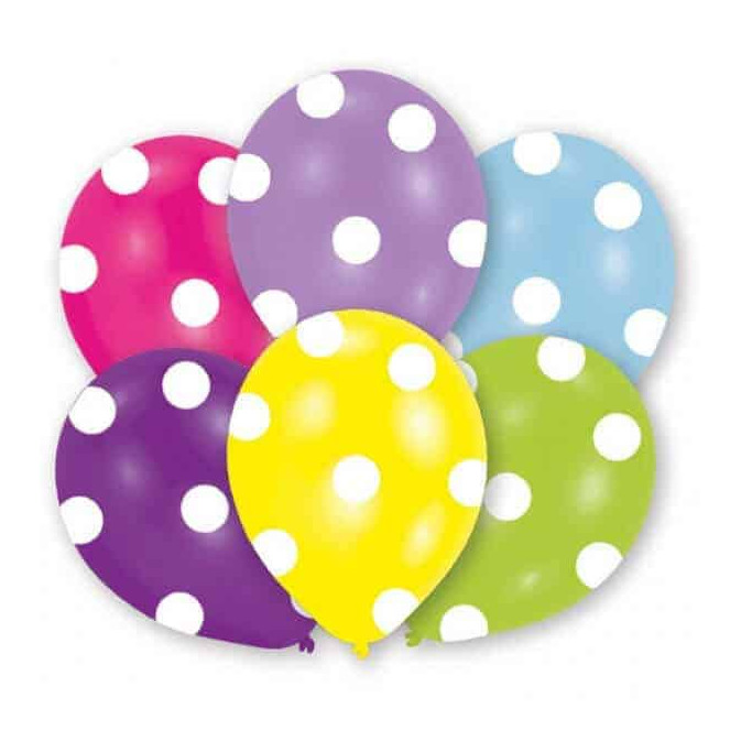 6-balões-de-látex multicoloridos com bolinhas