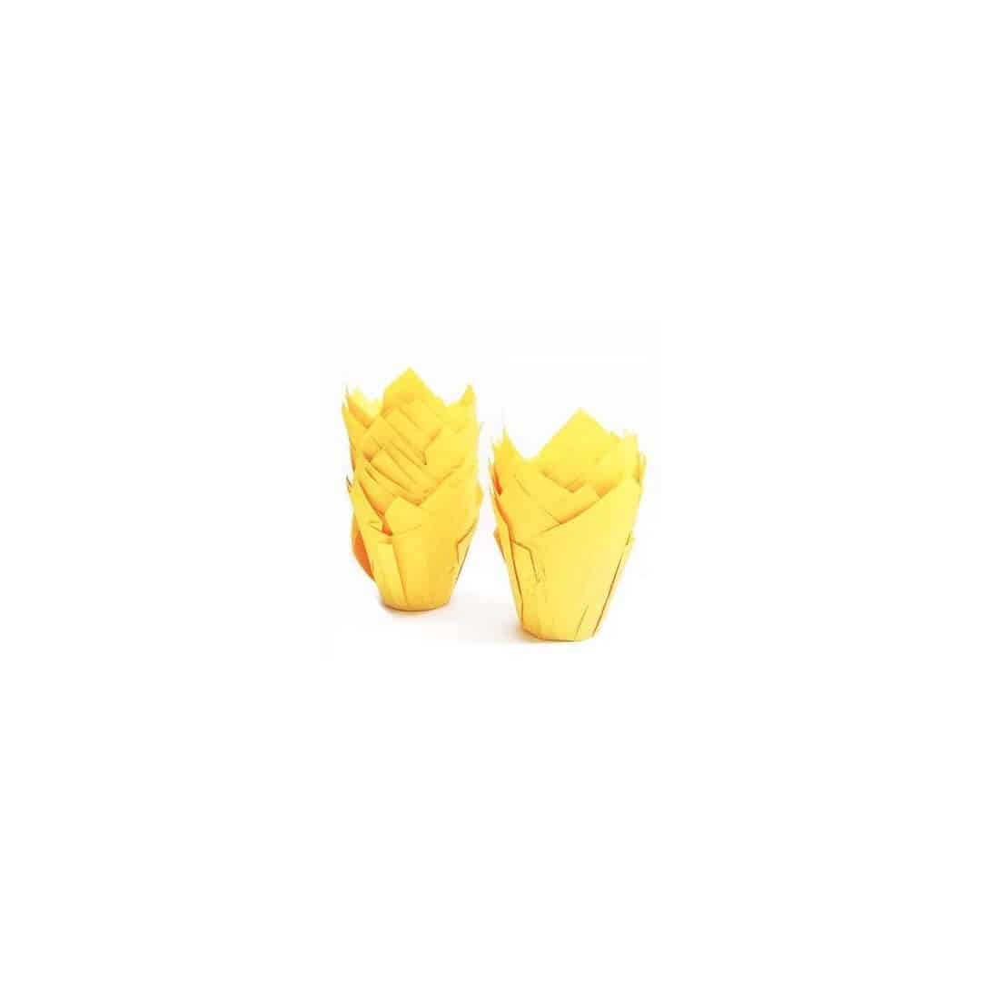 Caixas de muffin de tulipa amarela com 24
