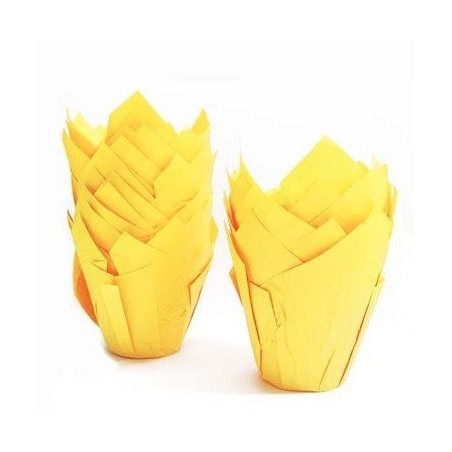 Caixas de muffin de tulipa amarela com 24