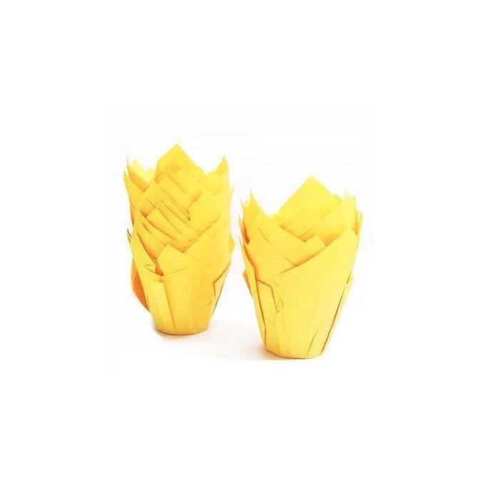 Caixas de muffin de tulipa amarela com 24