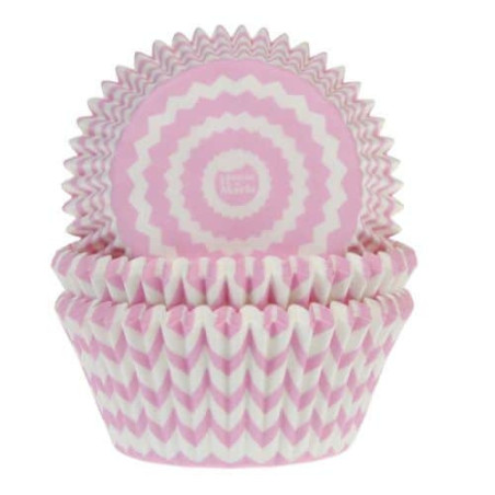 50 forminhas de cupcake rosa chevron