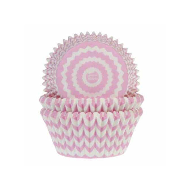 50 forminhas de cupcake rosa chevron