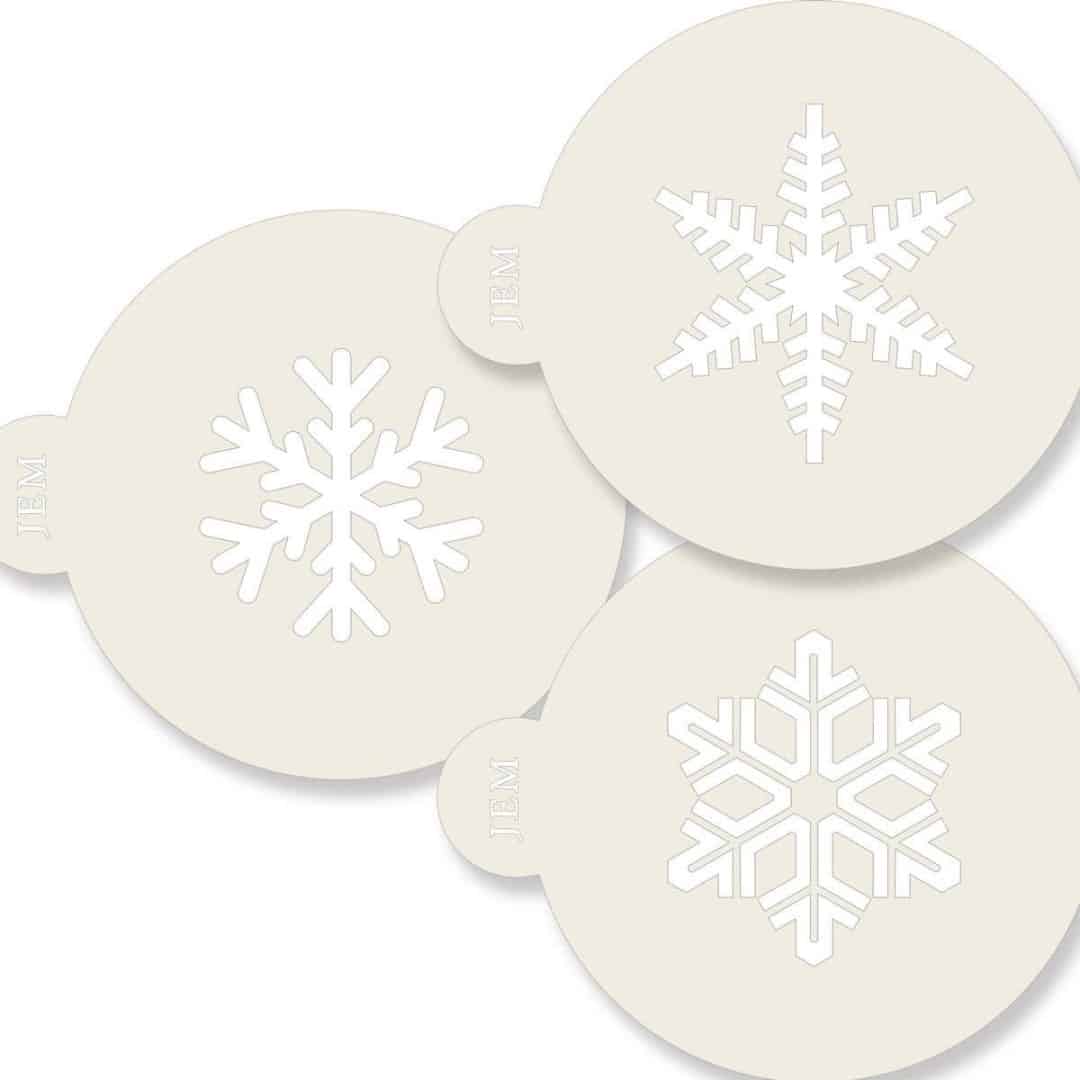 Estênceis de bolo com 3 flocos de natal