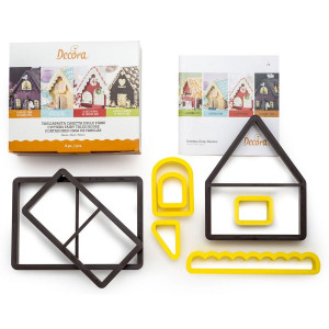 Kit de cortador de biscoitos para casa de Natal 22 x 18 cm Modelo 3D