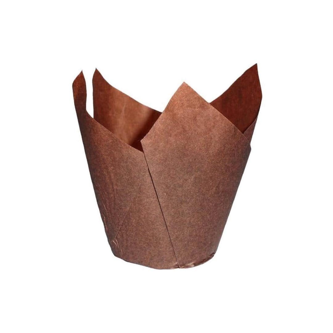 Estojos para muffins marrons com 24 tulipas