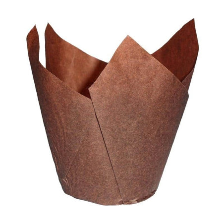 Estojos para muffins marrons com 24 tulipas