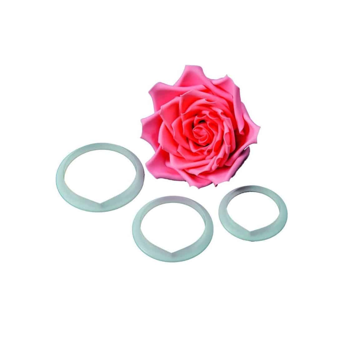 Conjunto de 3 cortadores para fazer uma rosa