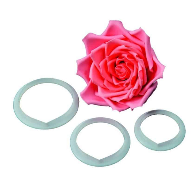 Conjunto de 3 cortadores para fazer uma rosa