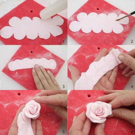 design de bolo com pasta de rosa e açúcar