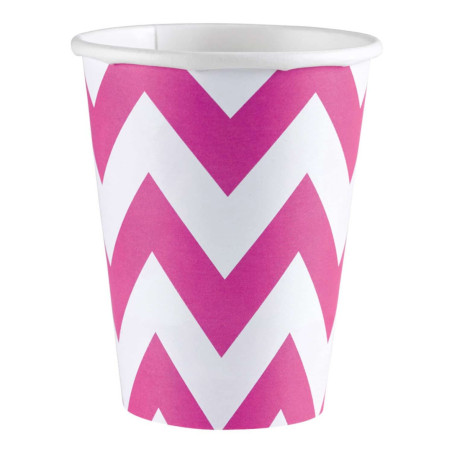 8 xícaras chevron rosa e branco