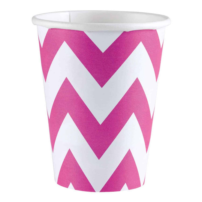 8 xícaras chevron rosa e branco