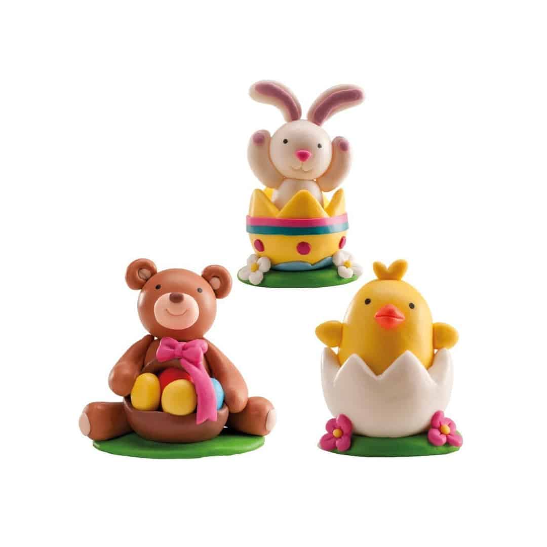 3 figuras de páscoa em pvc