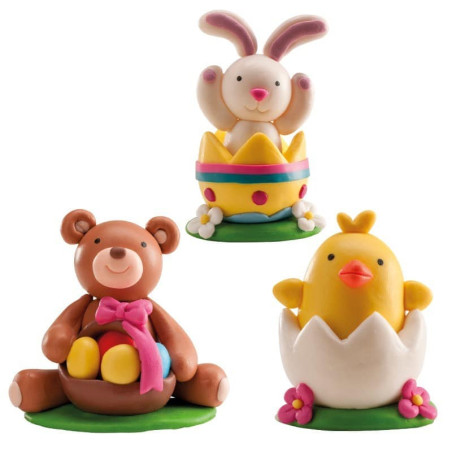 3 figuras de páscoa em pvc