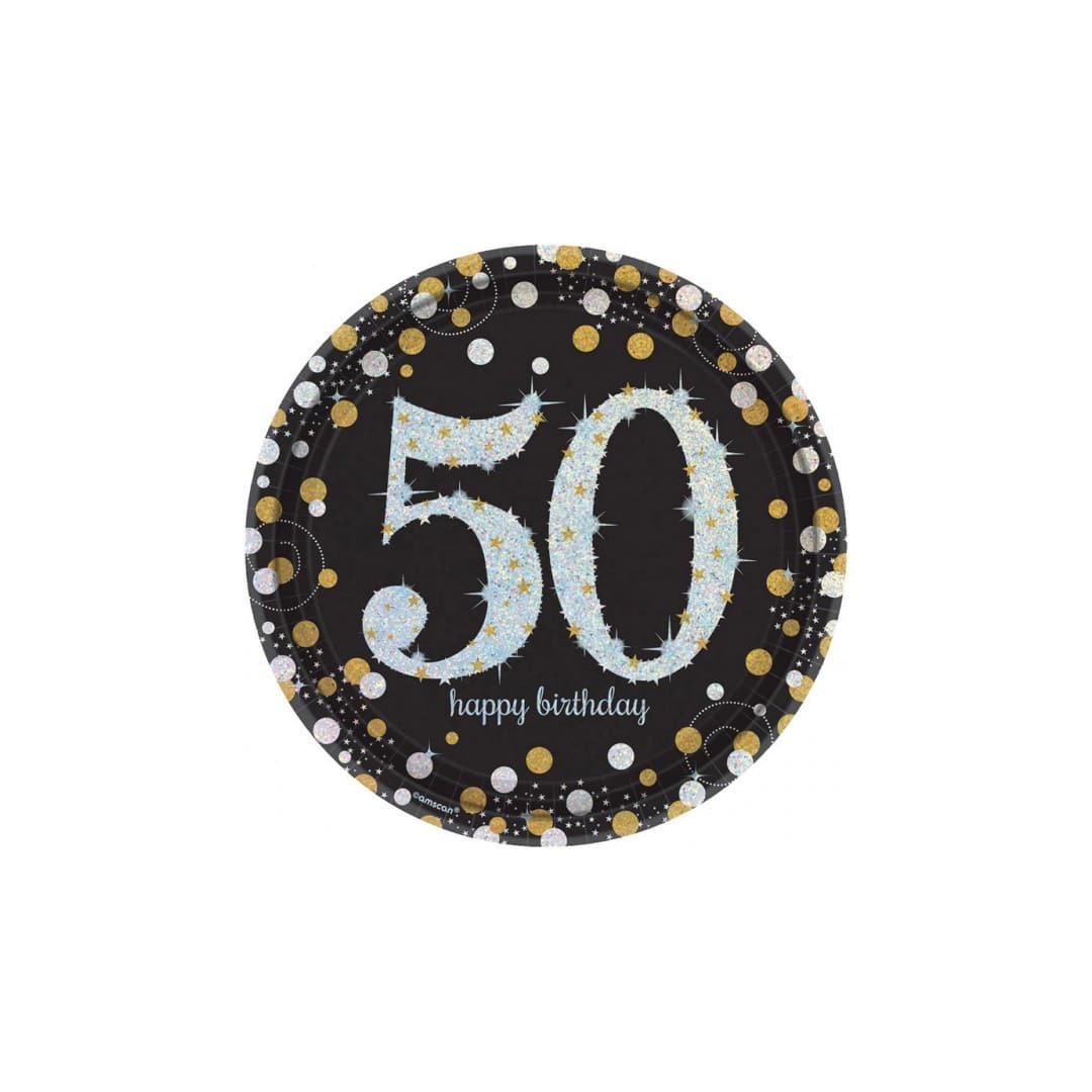 8 placas planas de papelão com brilho preto de 50 anos