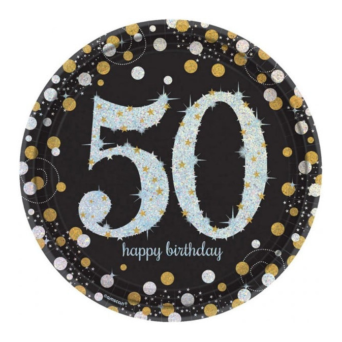 8 placas planas de papelão com brilho preto de 50 anos