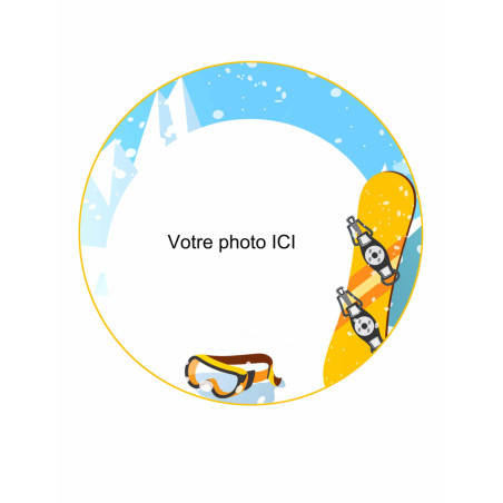 foto comestível de snowboard redondo personalizável