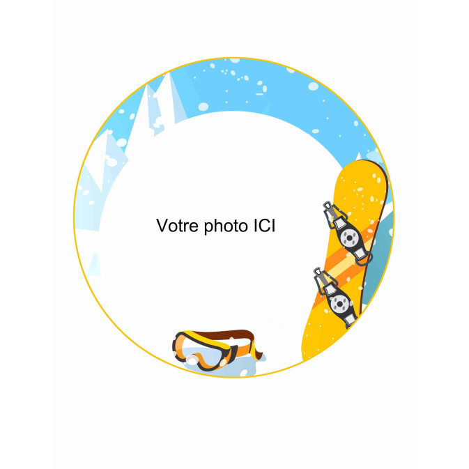 foto comestível de snowboard redondo personalizável